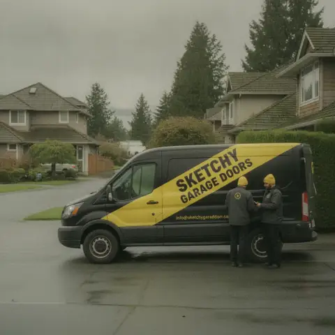 Sketchy Garage Doors van in New Westminster, BC