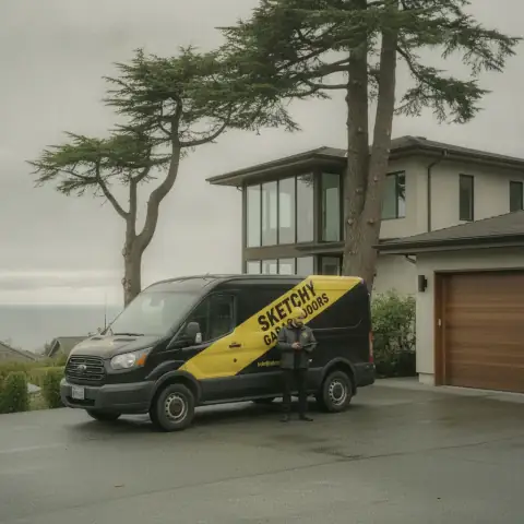 Sketchy Garage Doors van in West Vancouver, BC