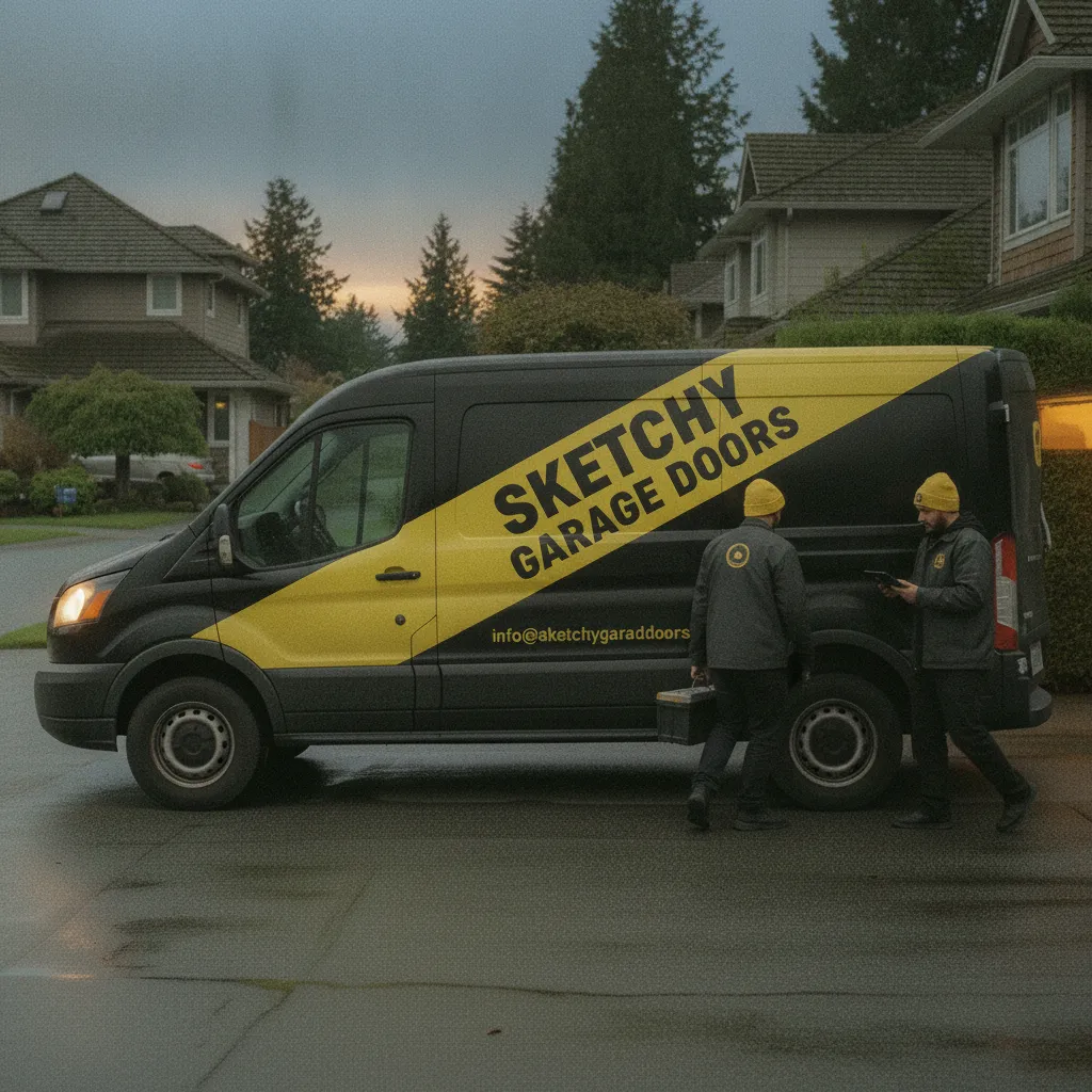 Emergency Garage Door Repair — Sketchy Garage Doors technician at work in Metro Vancouver