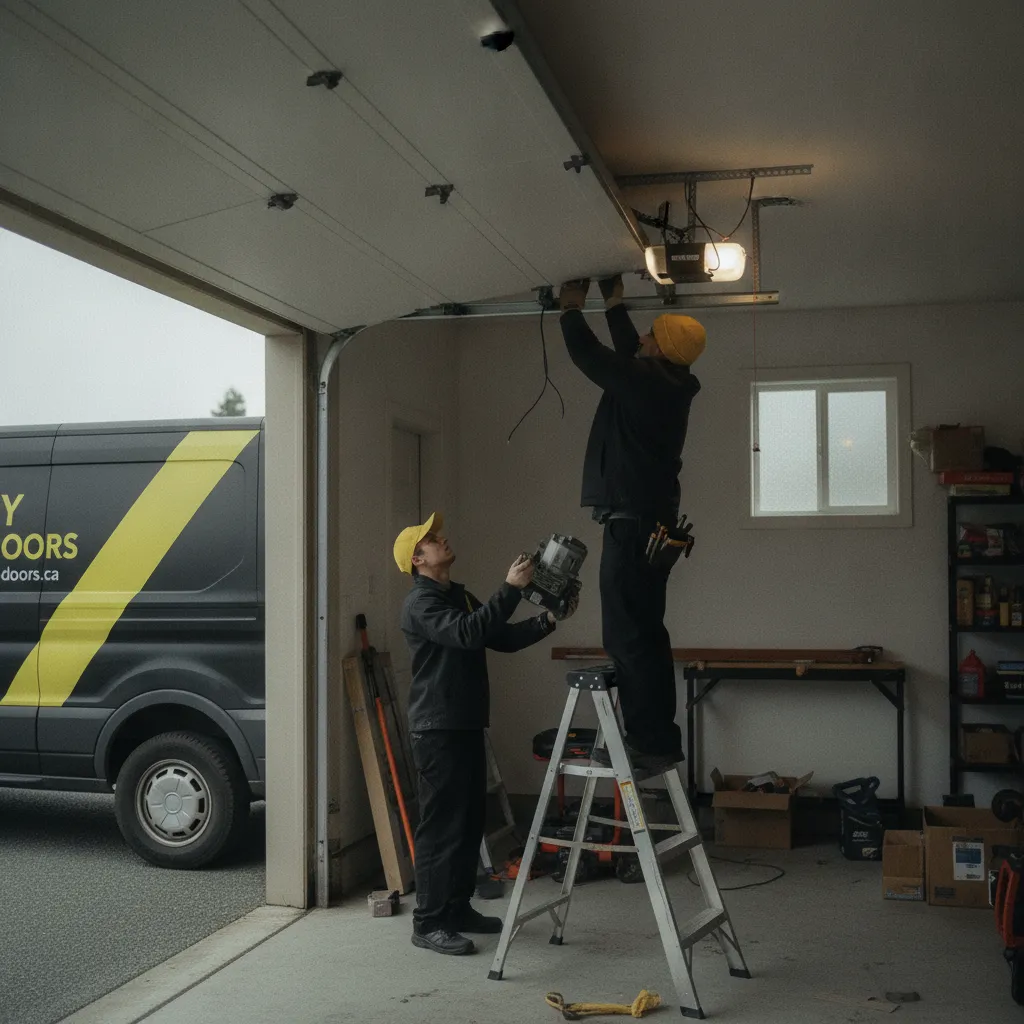 Garage Door Opener Repair & Installation — Sketchy Garage Doors technician at work in Metro Vancouver